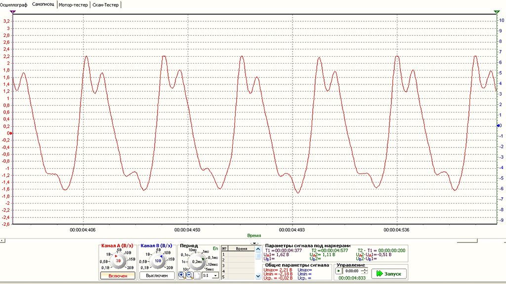 Замер осциллограммы двигателя